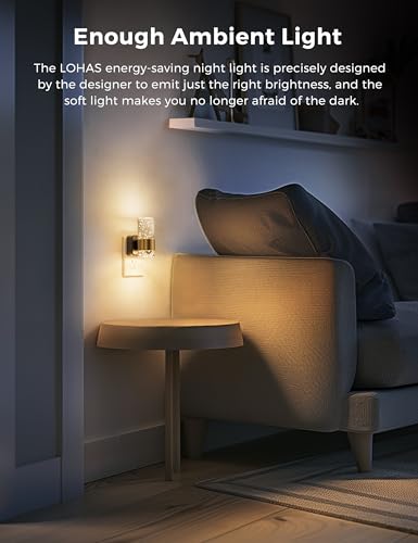L LOHAS LED Night Light,Dimmable Night Lights Plug into Wall, 2 Pack Acrylic Nightlight with 0-100 LM Adjustable Brightnes...