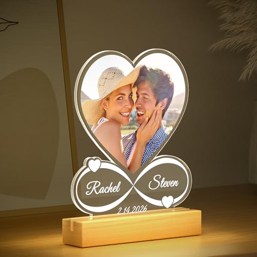 Jkolalin Custom Picture Frames with Photo, Custom Photo Frame with Night Light, Personalized Picture Frame, Personalized A...