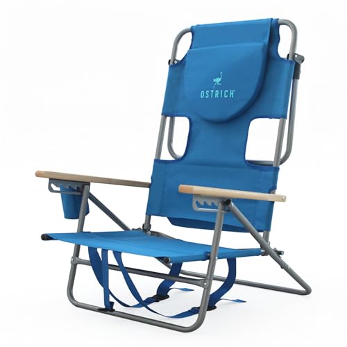 Ostrich the Tommy-O Backpacker Beach Chair with Face Hole and Cup Holder, Lightweight and Adjustable for Sunbathing at the...