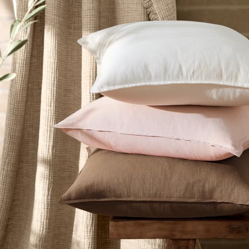 ANRODUO Pack of 2 Decorative Linen Pillow Covers Cream White Neutral Farmhouse Boho Soild Cushion Case Soft Accent Pillowc...