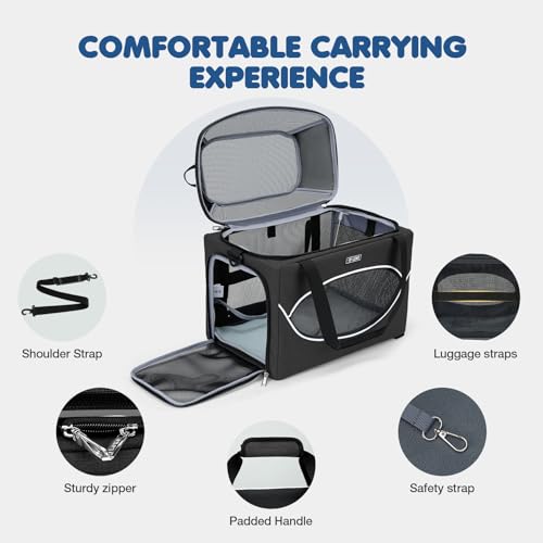 Lekereise Top-Expandable Pet Carrier 18x11x11Inch Delta American United Airline Approved Underseat to 15lbs Stable Car Tra...