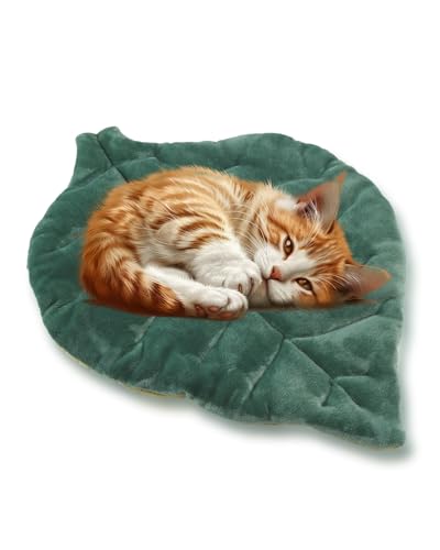 Rzxlszy Cat Mat Self Warming Cat Bed 26"x20" Leaf Shaped Cotton Soft Warm Pet Pad Blanket for Indoor Bed Couch Sofa Floors...