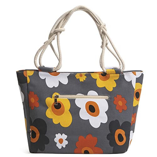 Large Tote Handbag,Women Beautiful Flower Bag, Canvas Shoulder Bags for Lady's Working/Shopping/Travel/Gym/Beach Wear,Flor...