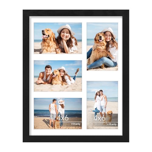 Vittanly 11x14 Collage Picture Frame, Displays 5Pcs 4x6 Pictures with Mat or 1Pcs 11x14 without Mat for Wall Mounting, Pic...