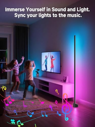 GIPOYENT Standing Floor Lamp, RGB LED Lamp with Music Sync, Smart App and Remote Control Ambience Light with Music Sync, L...