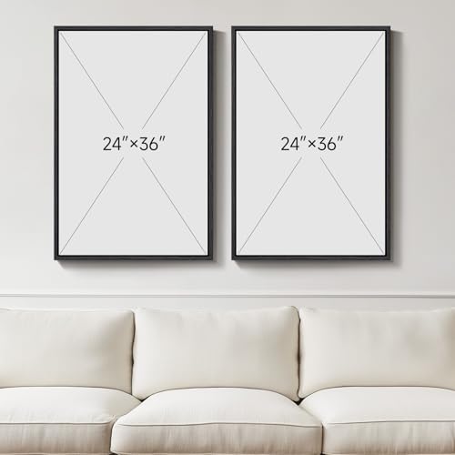 Large Framed Neutral Abstract Wall Art for Living Room, Set of 2 Black and Beige Modern Canvas Prints Paintings Artwork fo...