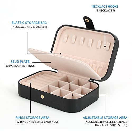 FEISCON Small Jewelry Box Necklace Ring Storage Organizer Mini Jewelry case Double Layer Travel Jewelry Organizer for Wome...