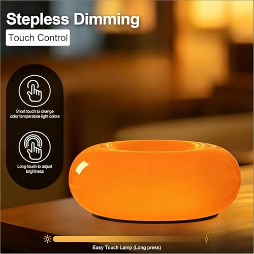 MIXL - Orange Donut Table Lamp,Dount Light Lamp Ambient Lighitng,Aesthetic Touch Table Lamps,Modern Cute Desk Lamps for Li...