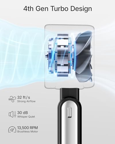 Bearwind Portable Handheld Turbo Fan - 5 Gear High Speed 4000mAh Rechargeable Mini Personal Hand Fan Blow Cold Air, Batter...