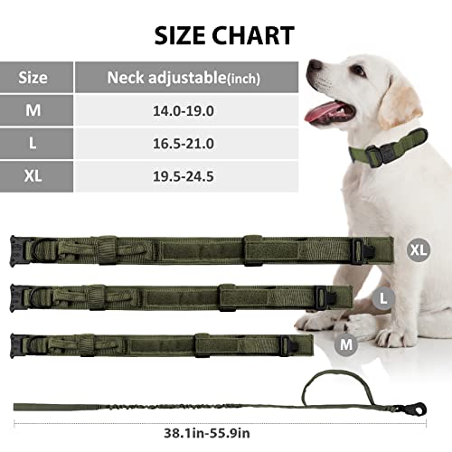 Eitchen Tactical Dog Collar and Leash Set Heavy Duty Military Dog Collar with Handle and Metal Buckle for Medium and Large...