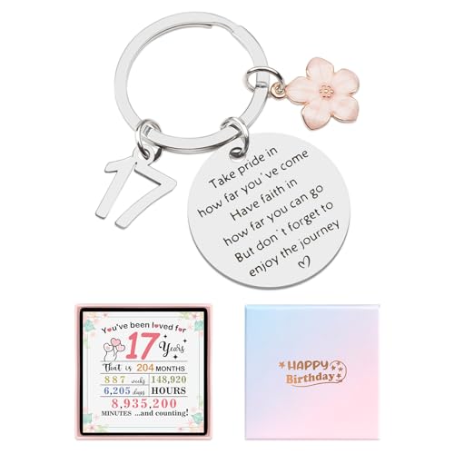 Juesly Birthday Gifts for Girls, Happy Birthday Keychain for 15 16 17 18 19 20 21 Year Old Girls Sister Daughter