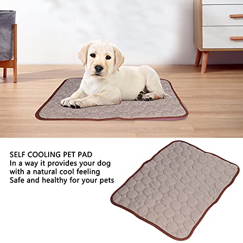 Fdit Pet Cooling Mat, Self Cooling Blanket, Brown, Large 70x55cm, Foldable Breathable for Small Medium Large Cats Dogs