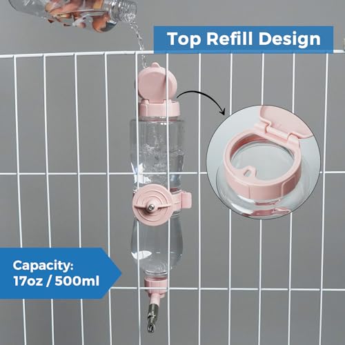 VANNON 17oz Small Animal Water Dispenser for Crate, Parrots Water Bottle for Cage, Chewproof Pet Water Bottle for Rabbits,...