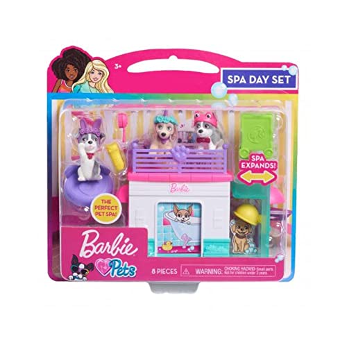 Barbie Pets Spa Day Playset, 8 Piece Connectible Playset with Pet Figures and Accessories, Kids Toys for Ages 3 Up by Just...
