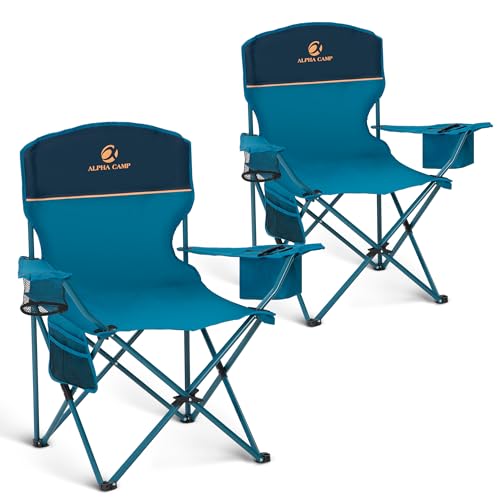 HIGH POINT SPORTS 2 Pack Portable Camping Chair for Adults, Folding Outdoor Camp Chair Lightweight Lawn Chairs Folding Col...