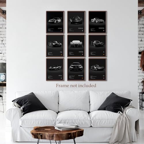 CSLGQGV Car Poster Vintage Racing Car Wall Art Supercar Canvas Prints Painting For Men Room Pictures Guys Dorm Room Aesthe...
