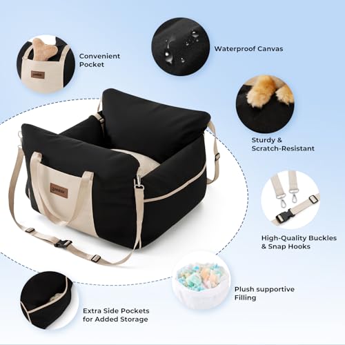 ZOMISIA Dog Car Seat for Small Dogs - Waterproof Pet Booster Seat for Car with Clip-On Safety Leash, Travel Carrier for Me...