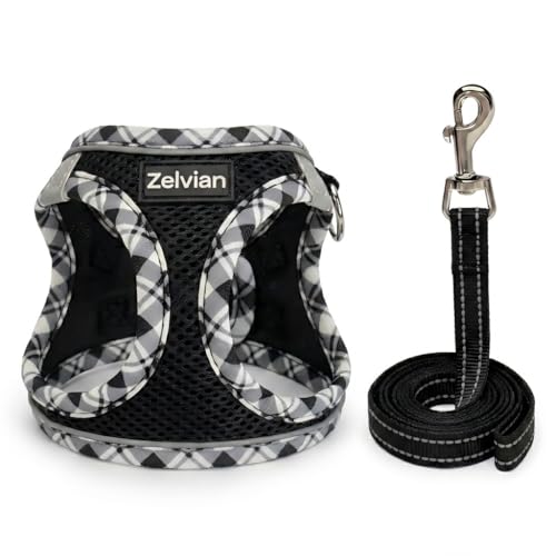 Zelvian Cat Harness and Leash Set for Walking, Escape Proof Adjustable Soft Mesh Kitten Harness with Reflective Strips, Br...