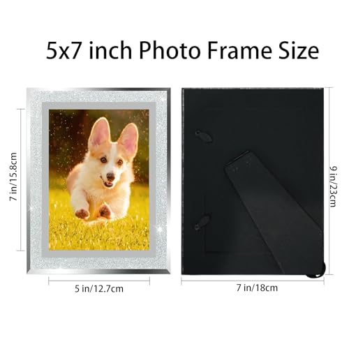 AYANICA Glass Photo Frame 4x6 5x7 6x8 inch High Definition Vertical Horizontal Display Diamond Shiny Desk Table Shelf Wedd...
