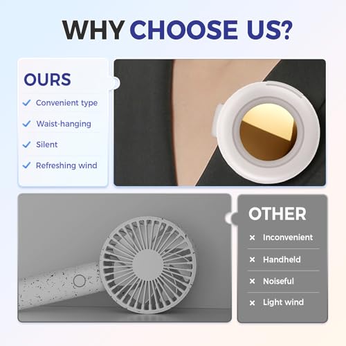360° Rotatable Portable Mini Clip-on Fan, Small Fan Clip on for Shirt & Waist, 2026 New Adjustable 3-Speed Suspended Whirl...
