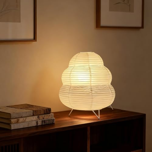 Fosinz Cute Paper Lamp, Ambient Lighting Lamp, Cozy Accent Side Table Lamp, Small Warm Glow Light for Bedroom Living Room ...