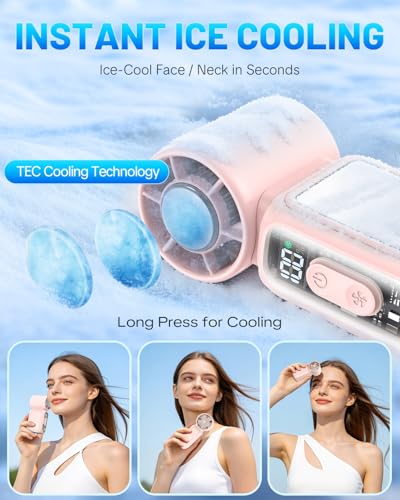 W & O Portable Handheld Fan with Semiconductor Cooling,Speed (1-199) Personal Turbo Mini Fan 4300mAh Rechargeable,Powerful...