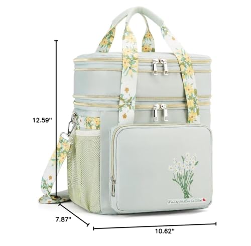 HSHRICH Insulated Lunch Bag for Women/Men, Dual Compartment Waterproof Reusable Large Lunch Box for Adlut Wide-Open Tote C...