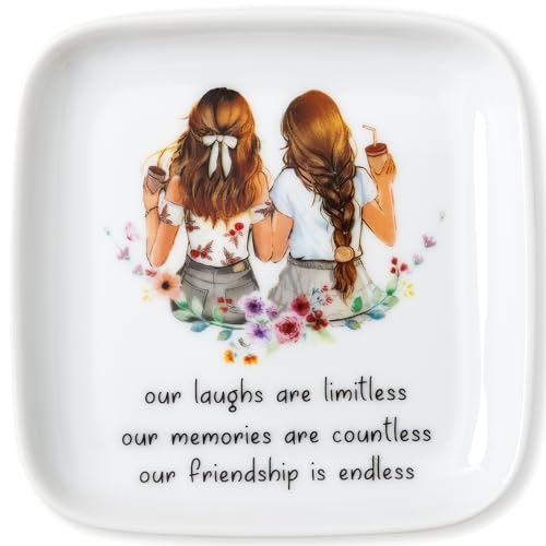 Crisky Best Friend Birthday Gifts for Women, Friendship Gifts for Women, Trinket Ring Dish Jewelry Tray for Friend Her Sis...