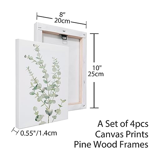 Erctoo Botanical Plant Canvas Wall Art, Framed Boho Wall Decor for Bathroom, Minimalist Aesthetic Bedroom Wall Art, Sage G...