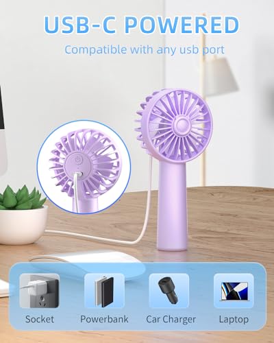 KIDEE Mini Portable Fan, Small Handheld Fan with 3 Speeds, Personal Hand Fans USB Rechargeable, Battery Operate for Outdoo...