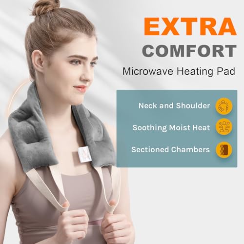 uncn Heating Pad for Neck Shoulders and Back Microwavable Wrap Weighted Neck Warmer 32x5in Microwave Heat Wrap Rice Beanba...