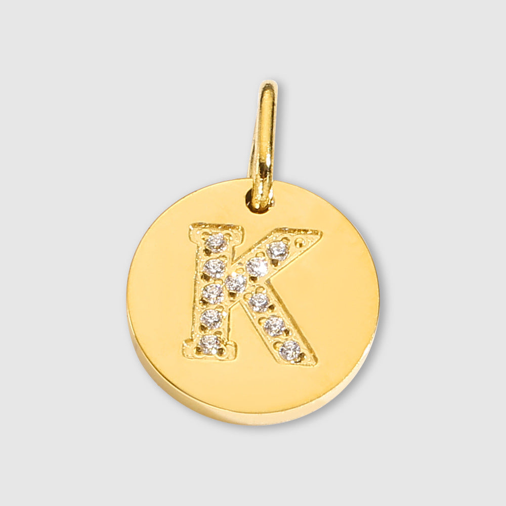 Diamond-Encrusted Jewelry Accessories Stainless Steel Letter Pendant