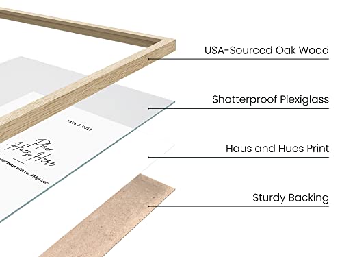 HAUS AND HUES Beige Oak Wood 12x16 Picture Frame - Modern Wood Wall Art Display - Lightweight 12x16 Frame for Art Prints, ...