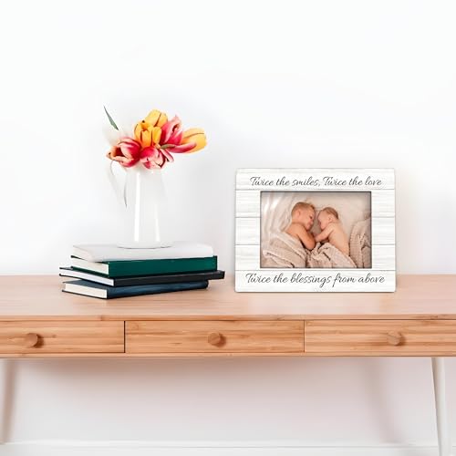 Foyoulame Twins Baby Items 4x6 Picture Frame, Twin Mom Gifts Wooden Picture Frame, Twins Baby Gifts for Girls Boys Mom, Tw...