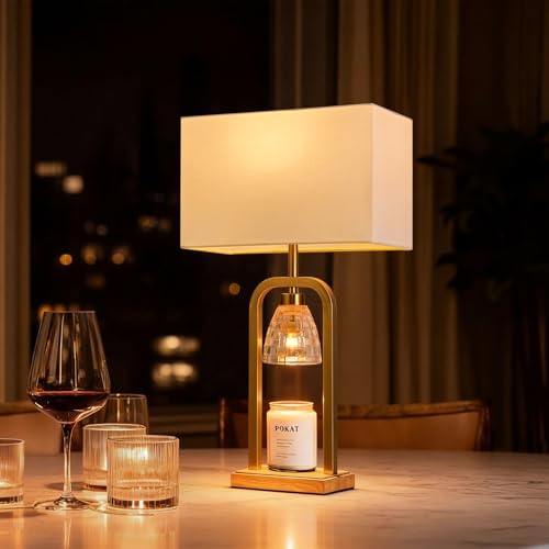 PoKat Gold Table Lamp Candle Warmer, Candle Warmer Lamp with Timer Dimmer, Wax Light Warming Table Lamp for Jar Candles, M...