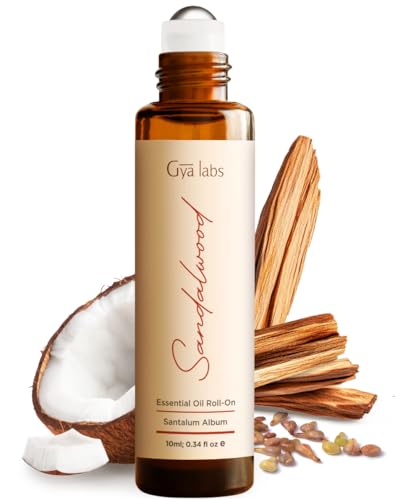 Gya Labs Sandalwood Essential Oil Roll On - 0.34 Fl Oz - Travel Size Roller for Camping, Skin, Aromatherapy Relief, Conven...