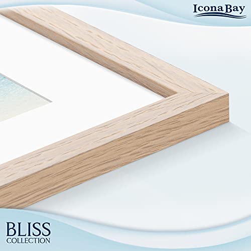 Icona Bay - 8x10 Light Oak Picture Frame with Removable Mat for 5x7 Photo - Modern Style Engineered Wood Frame - Table Top...