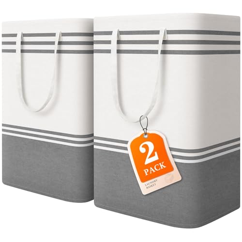 EpicTotes 2 Pack Large Laundry Baskets, Laundry Hampers, Freestanding Waterproof Collapsible Clothes Bags with Reinforced ...