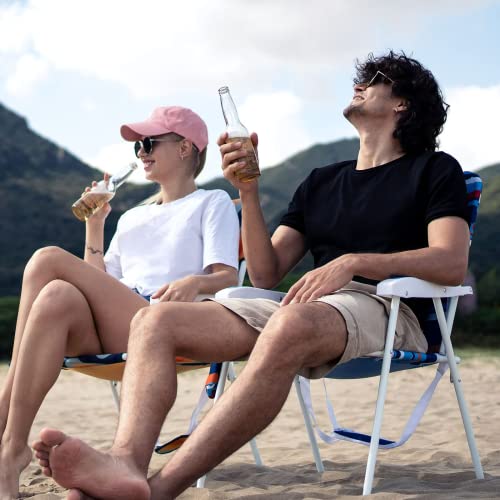 SunnyFeel 15" Tall Folding Beach Chair for Adults 2 Pack, Oversized Portable High Seat Sand Chair Heavy Duty 300 LBS, Fold...