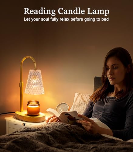 Candle Warmer Lamp Electric Timer - Candles Wax Warmers Glass Lamps for Jar Candles Burner No Flame Scented Melting Warmin...