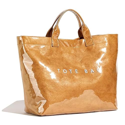 BBIQI PVC Tote Bag for Women Waterproof Plastic Summer Tote Letter Print Hobo Handbag for Beach, Pool, Picnic, Travel & Gift
