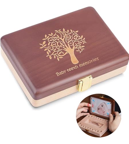 Yukidoke Baby Tooth Box, Baby Teeth Keepsake Box, Handmad Wooden Kids Tooth Fairy Holder, Lost Teeth First Curl Memory Box...