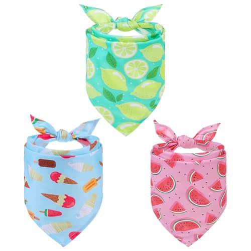 EXPAWLORER Dog Cooling Bandana - 3 Pack Summer Cool Down Hawaii Triangle Pet Scarf Ice Vest Neck Wrap Cooler in Cute Fruit...