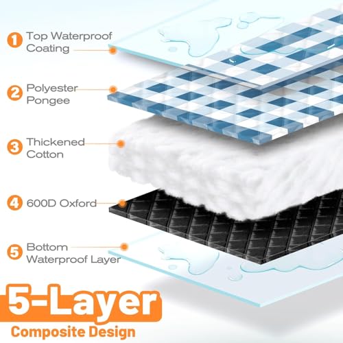 TigeJoy Extra Large Picnic Blanket Waterproof Foldable 80''x80'', Outdoor Picnic Mat Beach Blanket Sandproof for Park, Gra...