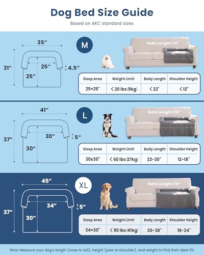 blunique Dog Cooling Mat Large Sized Dog Beds for Couch with Sides, Self Cooling Orthopedic Pet Bed with Removable Washabl...