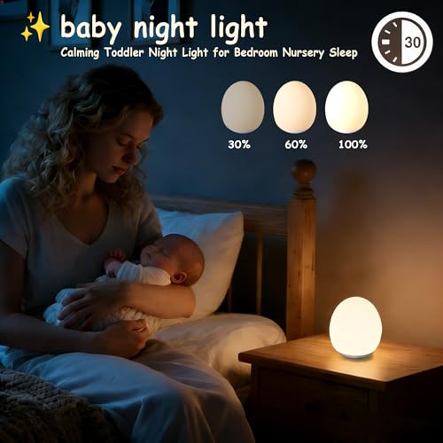 AuroraNiteBeam Night Light for Kids,Egg Night Light for Baby Nursery, 30-Min Timer Portable Nursery Night Lamp forBaby Nur...