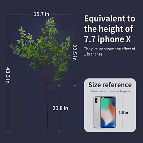 Melorca&Guilla Artificial Plants,2PCS 43.3" Green Nandina Faux Branches for Vase,Artificial Plants for Shop Garden Office ...