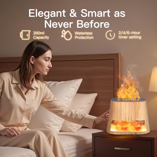 BieJiahWeiBie Luxury Himalayan Salt Lamp Humidifier & Aromatherapy Diffuser - 8 Color Mood Lighting w/Remote for Spa, Bedr...