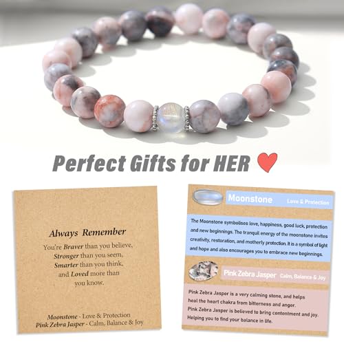 THEMEROL Inspirational Gifts for Kids/Girls/Teens/Women-Love/Encouragement-Natural Crystal Bracelets-Handmade Cute Gifts