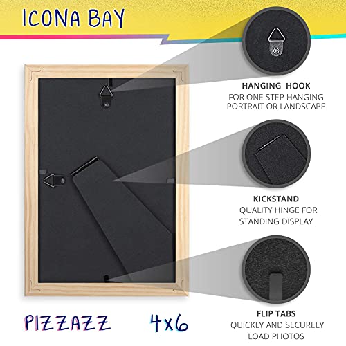 Icona Bay 4x6 Picture Frame, Pink Colored Solid Wood Scandinavian Style Frame for Photo, Pizzazz Collection